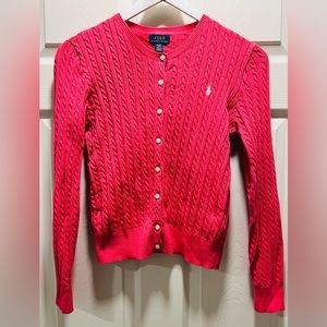 Polo Ralph Lauren Girls Cardigan hot pink size XL (16)